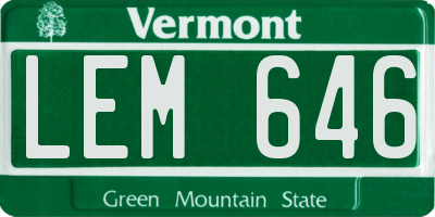 VT license plate LEM646