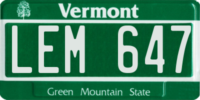 VT license plate LEM647