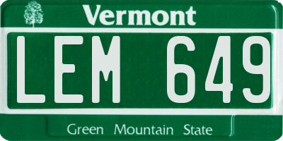VT license plate LEM649