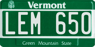VT license plate LEM650