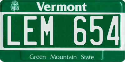 VT license plate LEM654