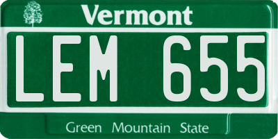 VT license plate LEM655