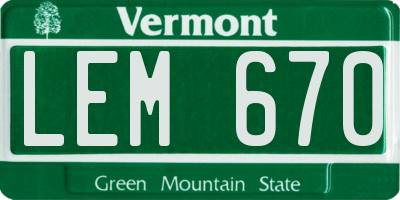 VT license plate LEM670