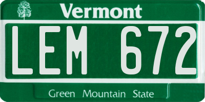 VT license plate LEM672