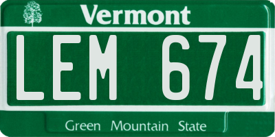 VT license plate LEM674