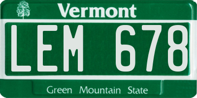 VT license plate LEM678