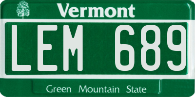 VT license plate LEM689