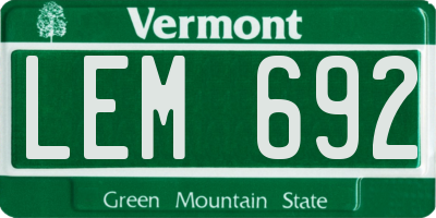 VT license plate LEM692