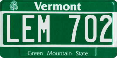 VT license plate LEM702