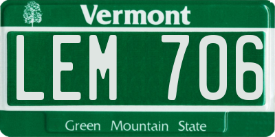 VT license plate LEM706