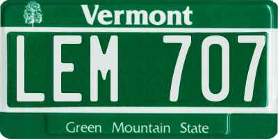 VT license plate LEM707