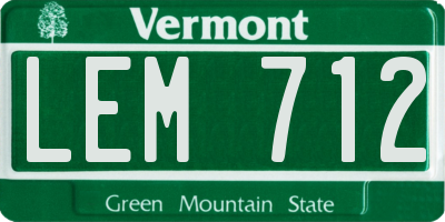 VT license plate LEM712