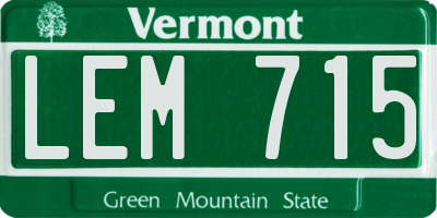 VT license plate LEM715