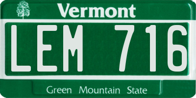 VT license plate LEM716