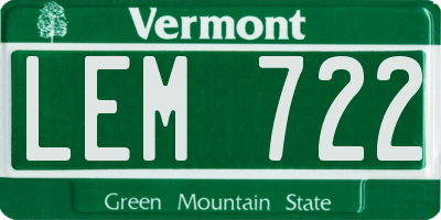 VT license plate LEM722