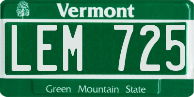 VT license plate LEM725