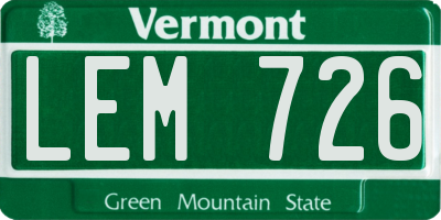 VT license plate LEM726