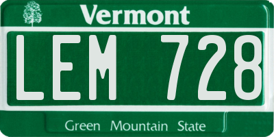 VT license plate LEM728