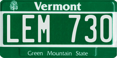 VT license plate LEM730