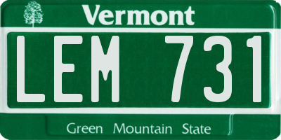 VT license plate LEM731