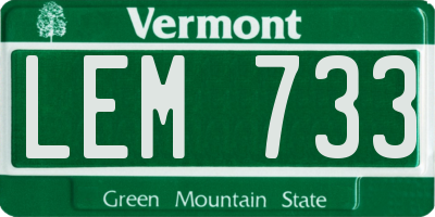 VT license plate LEM733