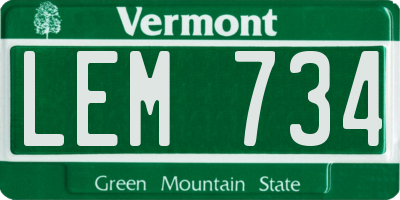 VT license plate LEM734