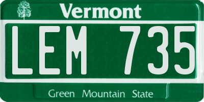 VT license plate LEM735