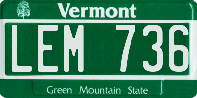 VT license plate LEM736