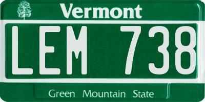 VT license plate LEM738