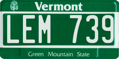 VT license plate LEM739