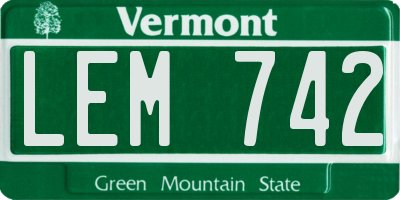 VT license plate LEM742