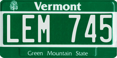 VT license plate LEM745