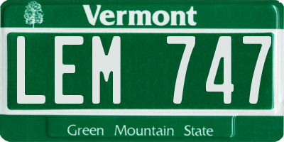 VT license plate LEM747