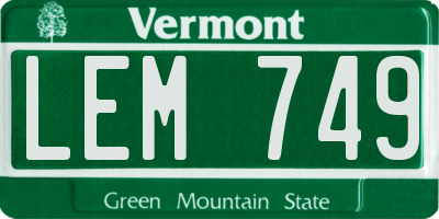 VT license plate LEM749