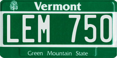 VT license plate LEM750