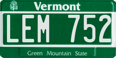 VT license plate LEM752