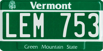 VT license plate LEM753