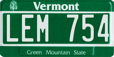 VT license plate LEM754