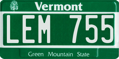VT license plate LEM755