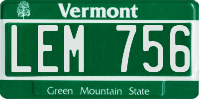 VT license plate LEM756