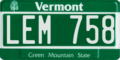 VT license plate LEM758