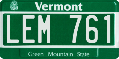 VT license plate LEM761
