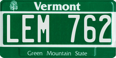 VT license plate LEM762