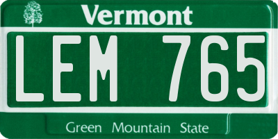 VT license plate LEM765