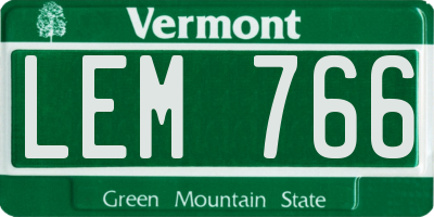 VT license plate LEM766