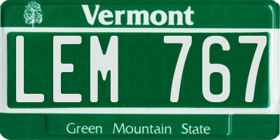 VT license plate LEM767