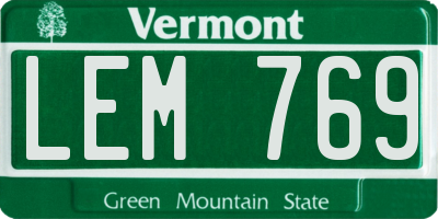 VT license plate LEM769
