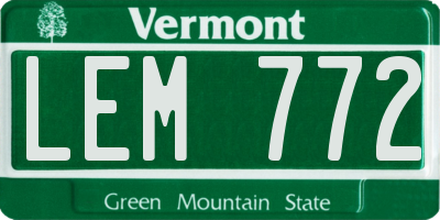 VT license plate LEM772