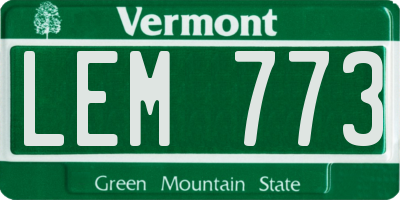 VT license plate LEM773