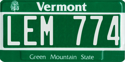 VT license plate LEM774